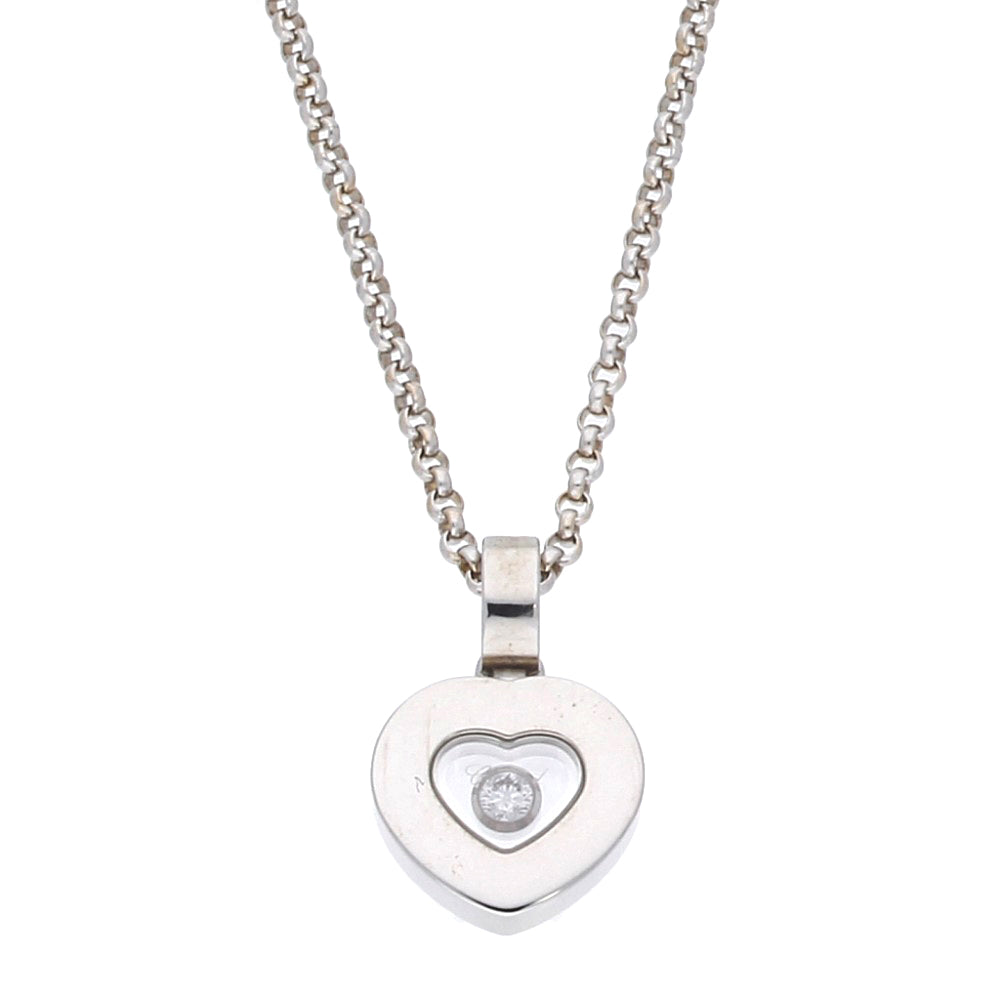 18ct White Gold Chopard Happy Diamonds Heart Necklace