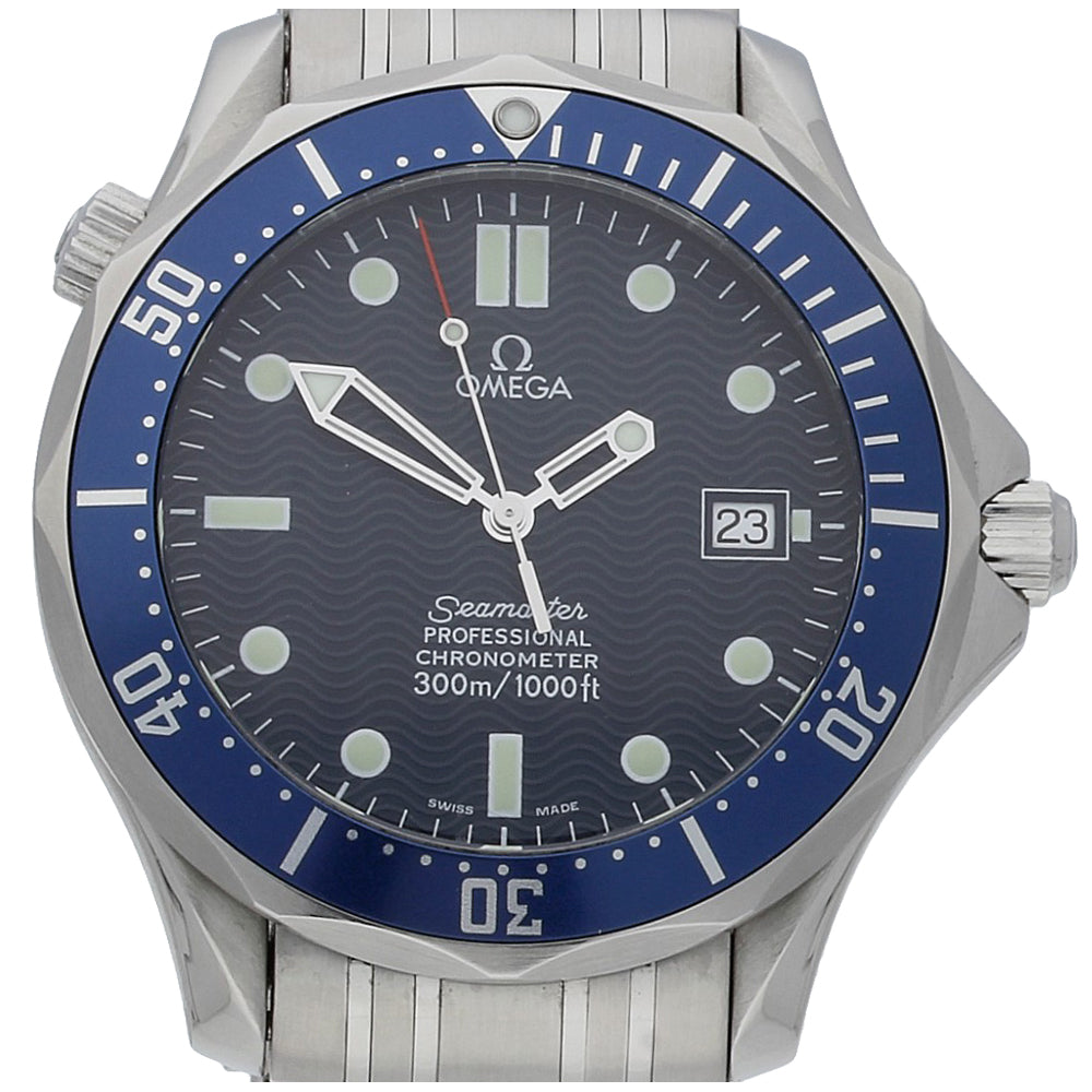 Pre-Owned OMEGA Seamaster Blue dial Box and Service Papers