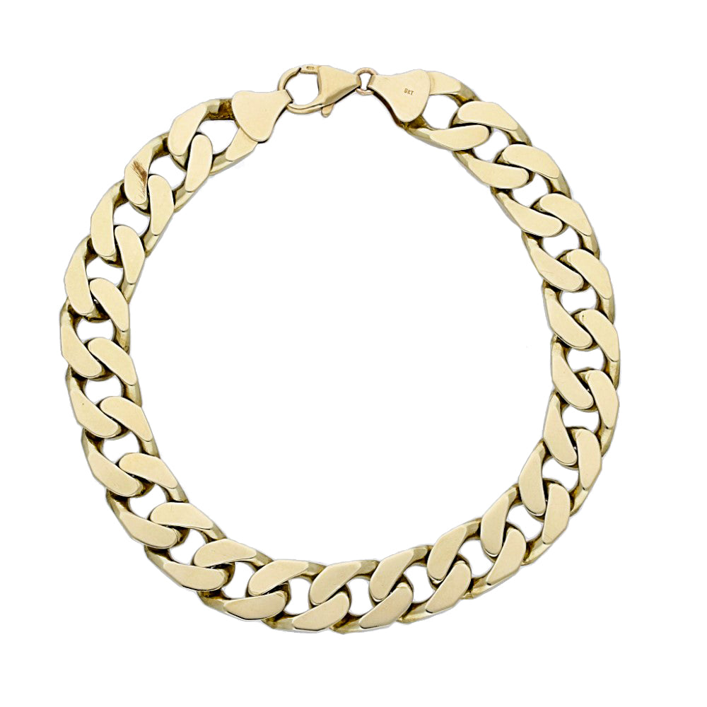 9ct Yellow Gold Chunky Flat Curb Link Bracelet