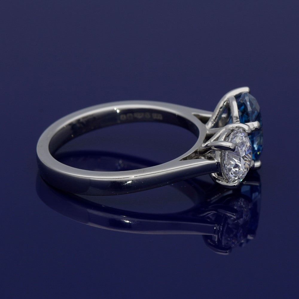 Platinum 3ct Laboratory Grown Diamond Toi et Moi Ring