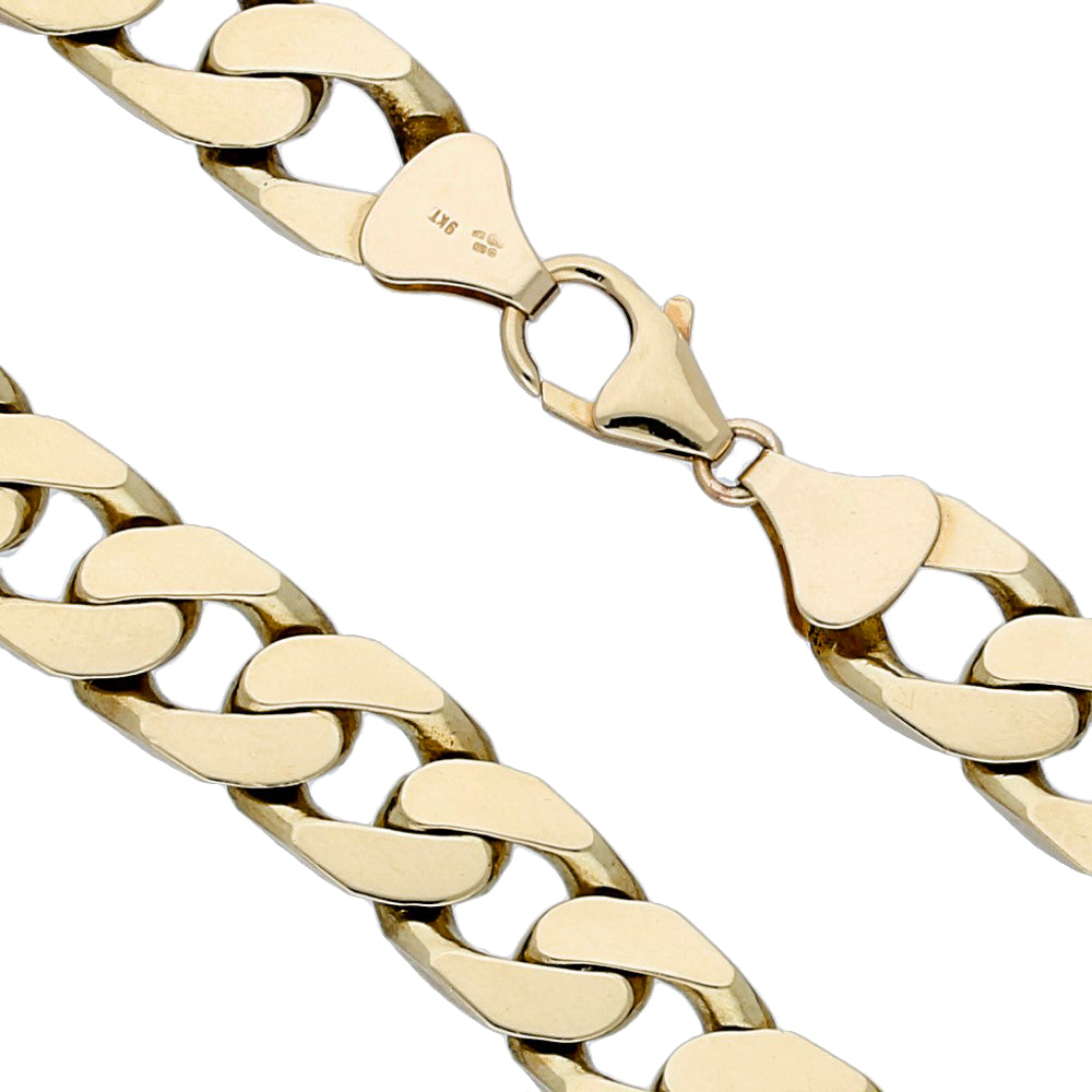 9ct Yellow Gold Chunky Flat Curb Link Bracelet