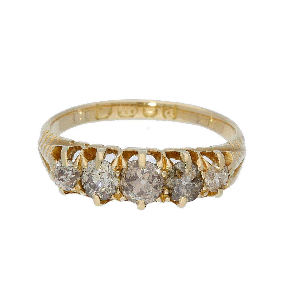 Antique 18ct Yellow Gold Old Cut Diamond Vintage Ring c.1896