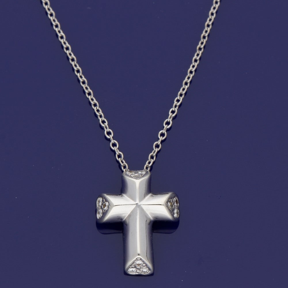 18ct White Gold Tiffany & Co Paloma Picasso Diamond Cross Necklace