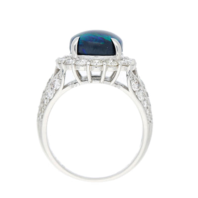 Platinum Black Opal and Diamond Cocktail Ring