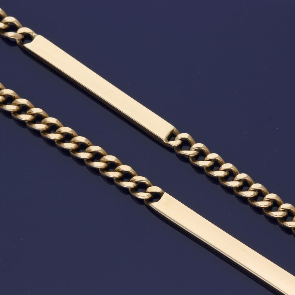9ct Rose Gold 24" Bar and Curb Chain