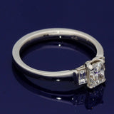 18ct White Gold 0.59ct E VVS2 Certificated Radiant Cut & Baguette Cut Diamond Trilogy Ring