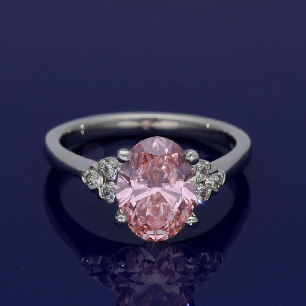 3.52ct Lab Diamond Jewelry Oval Pink Diamond Ring 10 Mohs