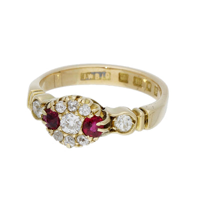 1930's 18ct Yellow Gold Ruby & Old Cut Diamond Vintage Ring