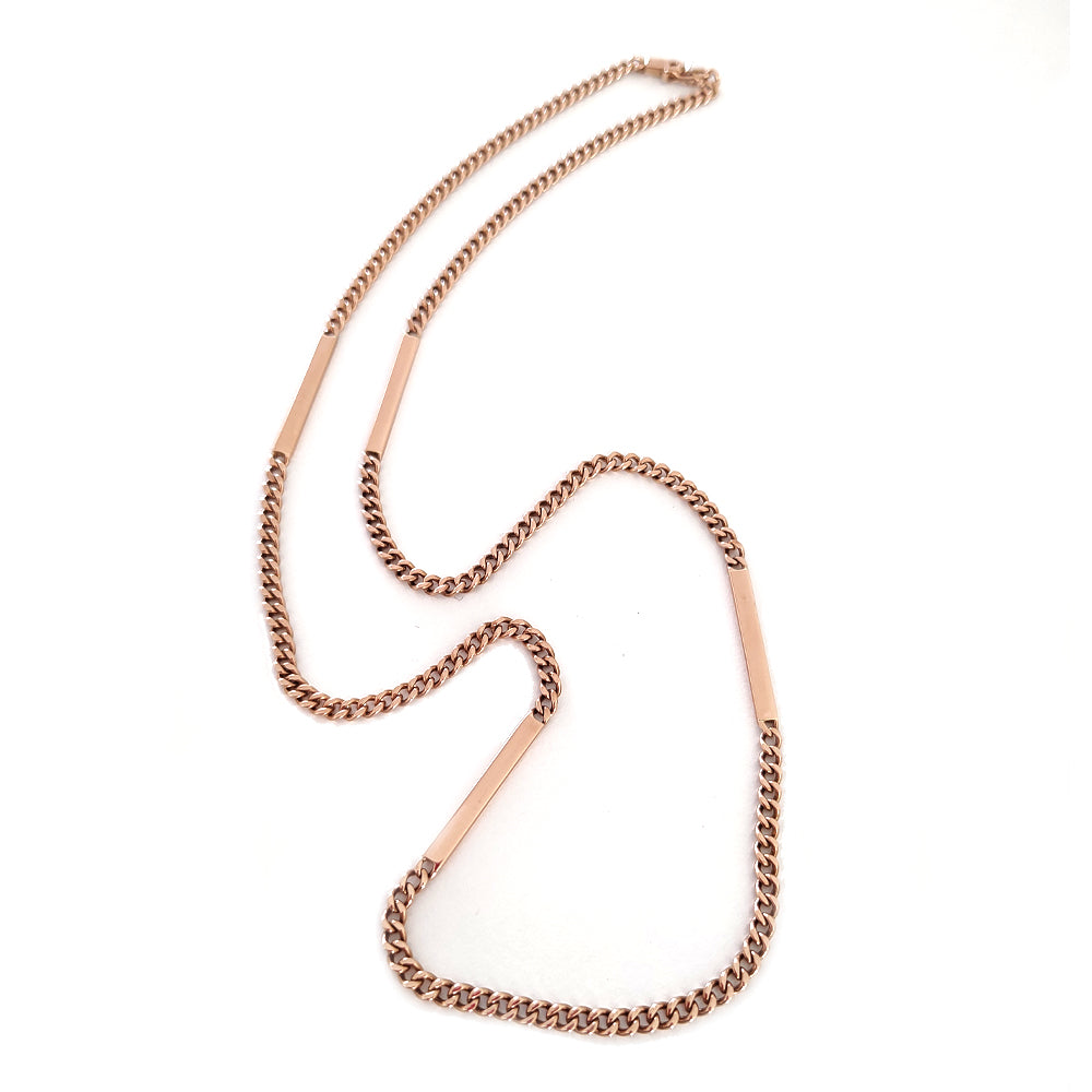 9ct Rose Gold 24" Bar and Curb Chain