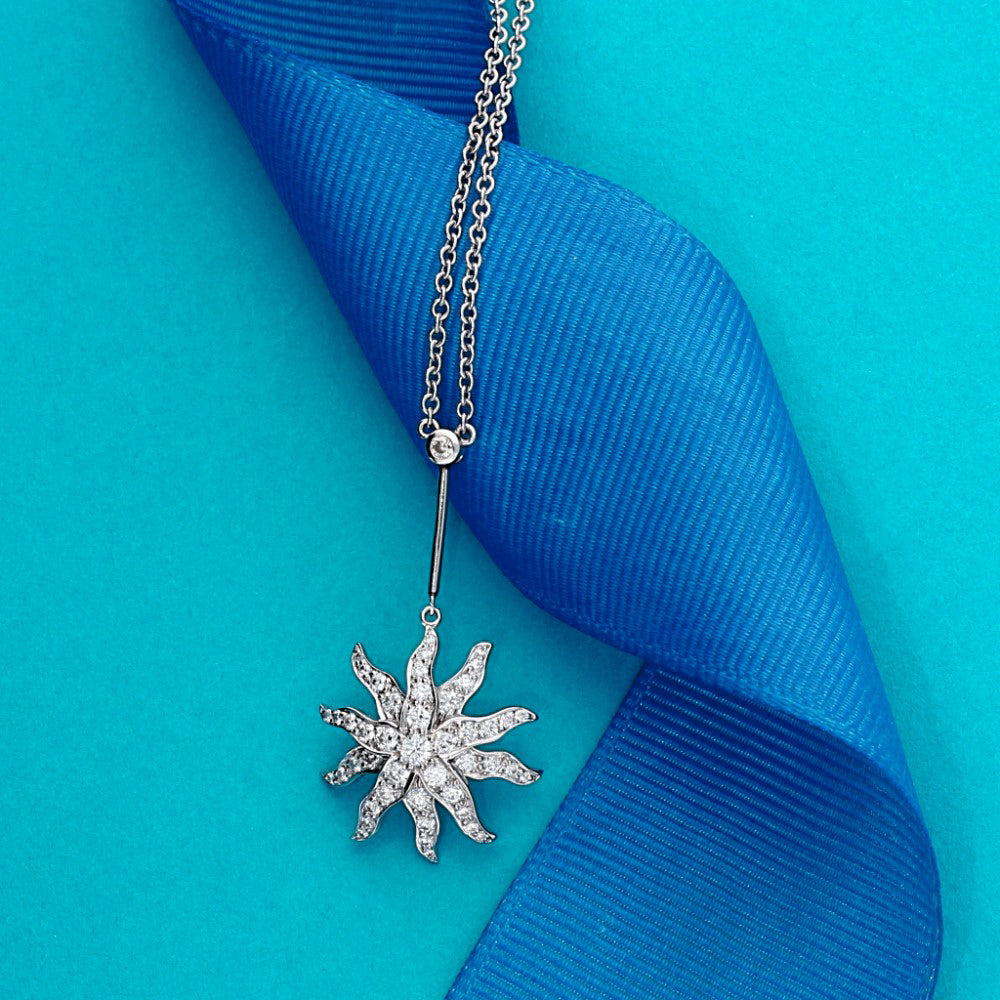 Platinum Tiffany & Co Vintage Lace Sunburst Diamond Necklace