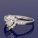 Platinum 0.31ct Heart Cut Diamond Halo Ring With Diamond Shoulders