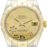 Pre-Owned Rolex Datejust 31 Champagne Floral Motif Dial 178343 2011 Watch