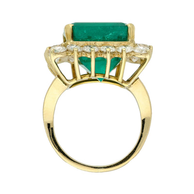 18ct Yellow Gold Large Emerald and Diamond Cocktail Ring
