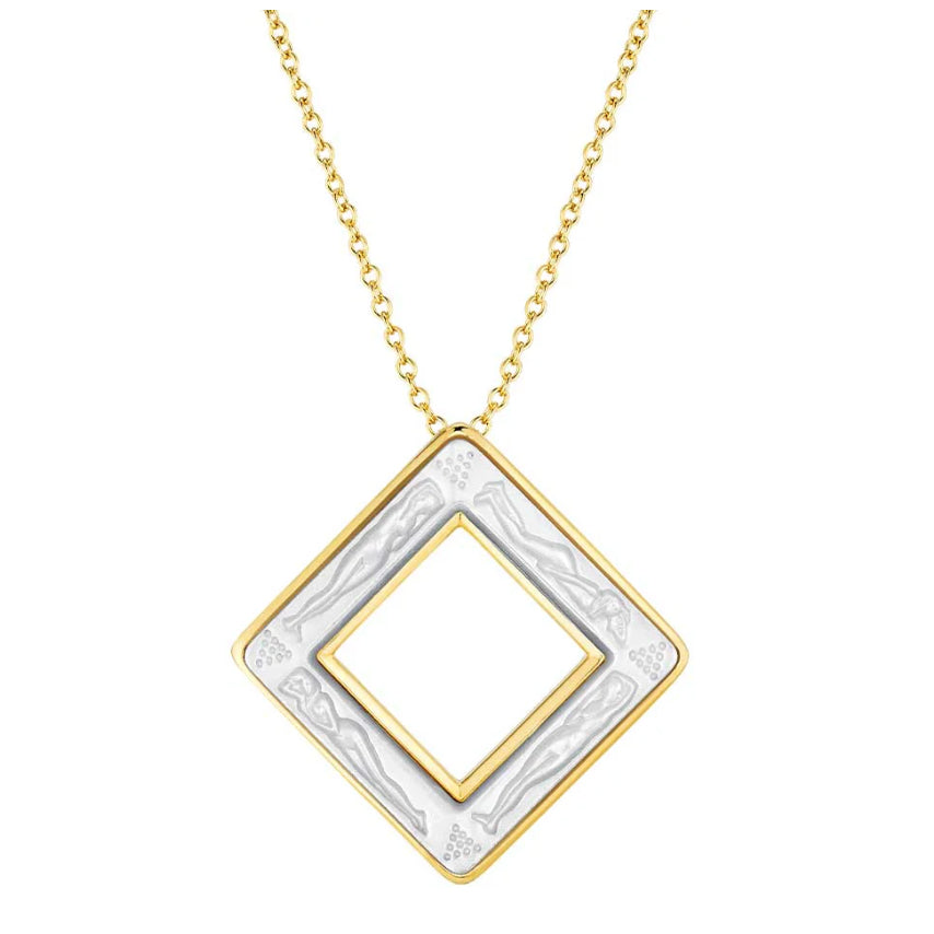 Lalique Losange Bacchantes Necklace Clear Crystal & 18k 10780500