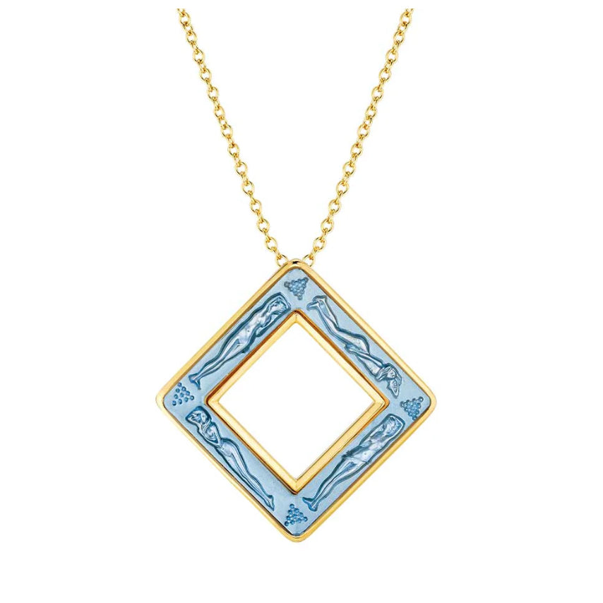 Lalique Losange Bacchantes Necklace Pearl Blue Crystal & 18k 10780600