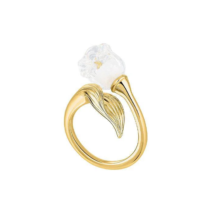 Lalique Muguet Ring -  Clear Crystal, Gold Plated 10704300