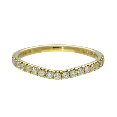 18ct Yellow Gold Diamond Micro Claw Curved Half Eternity Ring