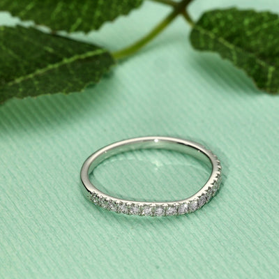 Platinum Diamond Micro Claw Curved Half Eternity Ring
