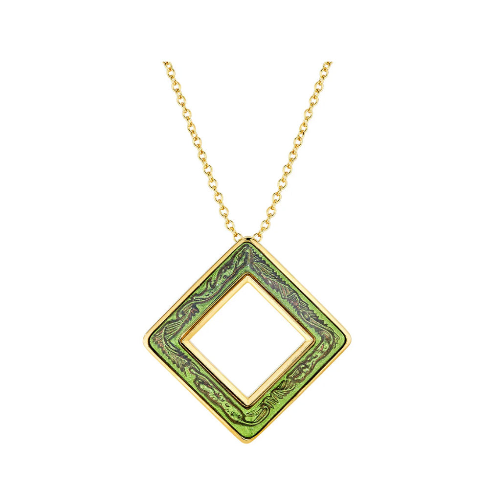 Lalique Losange Panthere Pendant - Green Crystal 18k 10767400