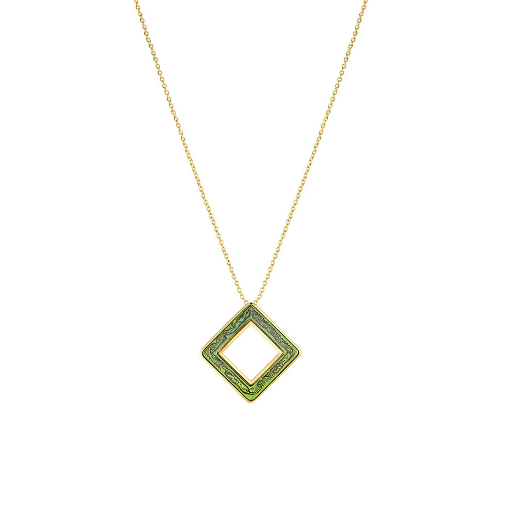 Lalique Losange Panthere Pendant - Green Crystal 18k 10767400