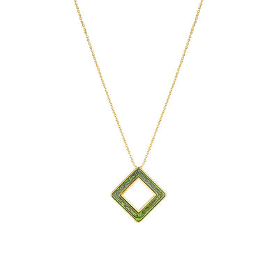 Lalique Losange Panthere Pendant - Green Crystal 18k 10767400