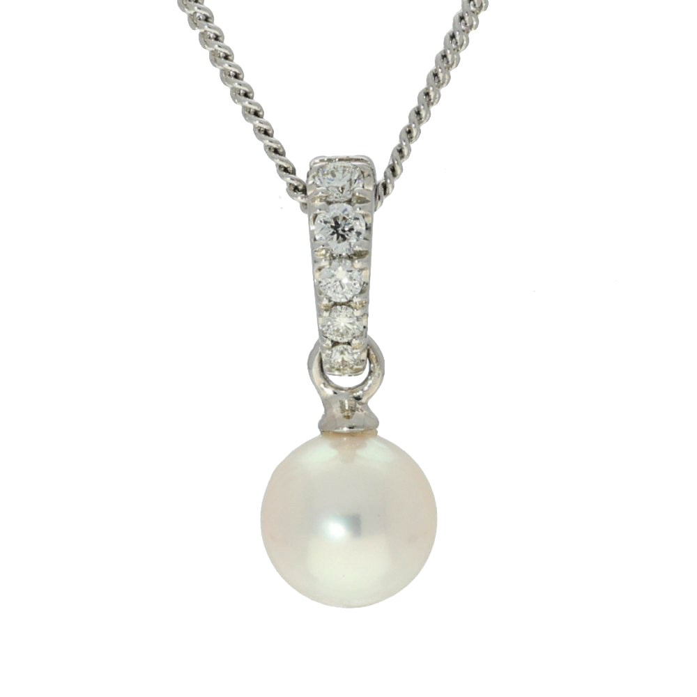 Akoya Pearl & Diamond 18ct White Gold Pendant