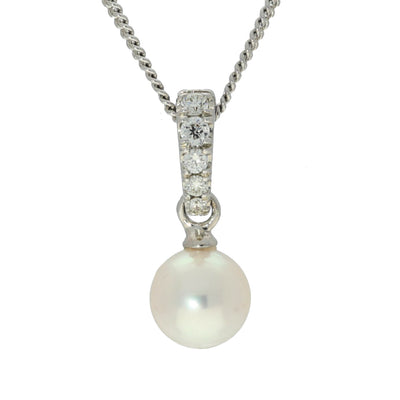 Akoya Pearl & Diamond 18ct White Gold Pendant