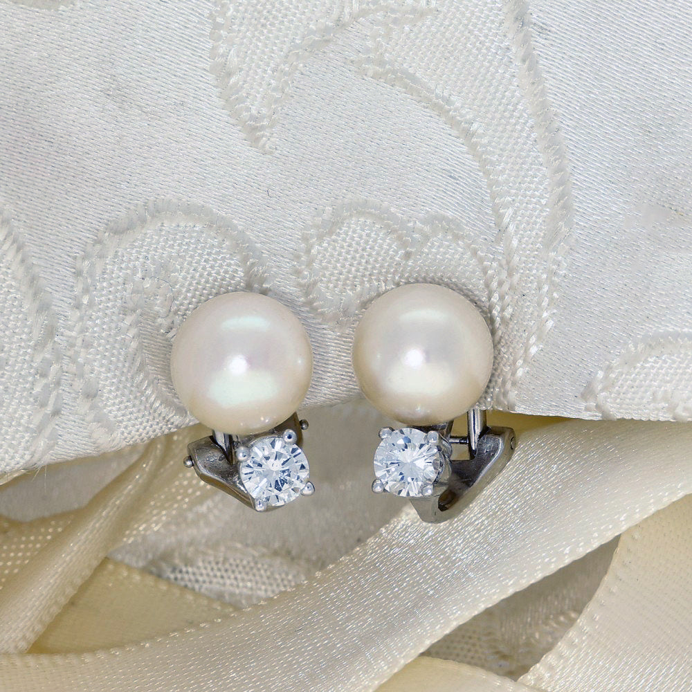 8mm Akoya Pearl & Diamond 18ct White Gold Clip-On Earrings