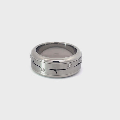 10mm Stainless Steel Spinner Diamond Ring - Size S