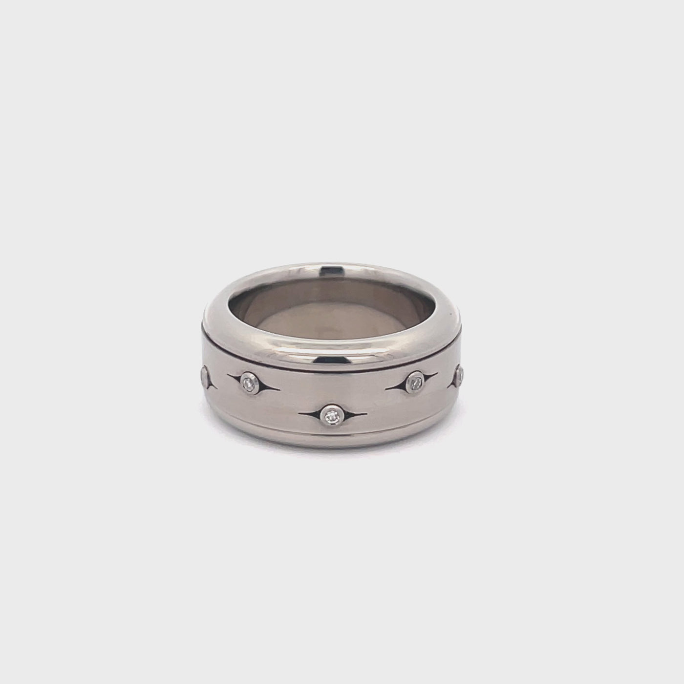 10mm Stainless Steel Spinner Diamond Eternity Ring - Size N