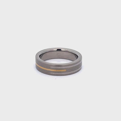 6mm Titanium Ring with Gold and Silver Inlay Size S