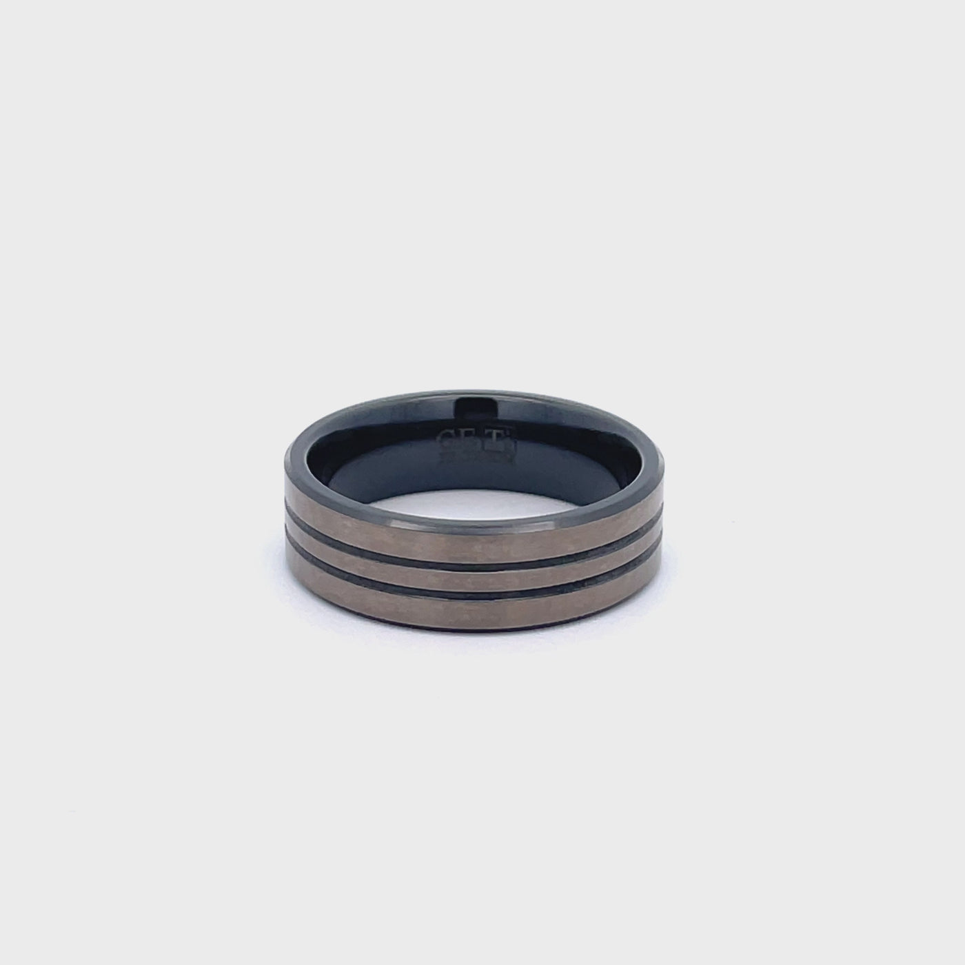 7mm Titanium & Black Zirconium GETi Ring Size T 1/2
