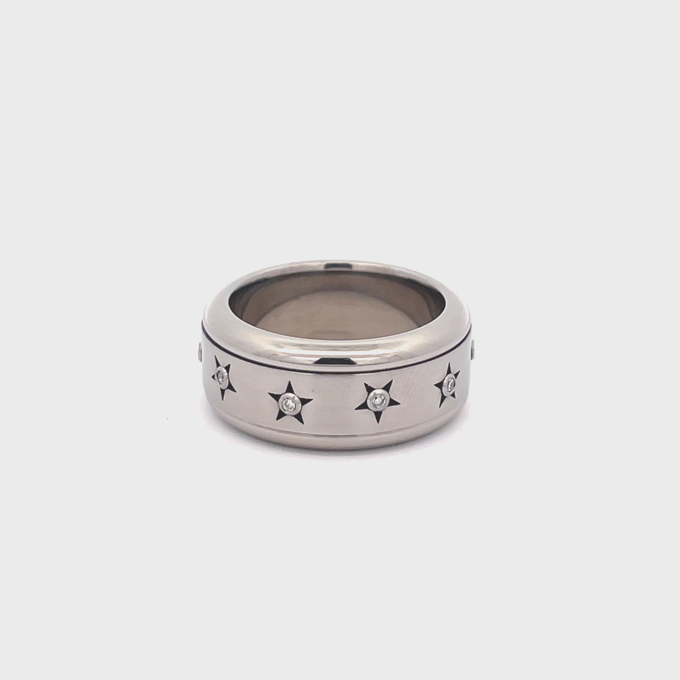 10mm Stainless Steel Spinner Diamond Eternity Ring - Size P