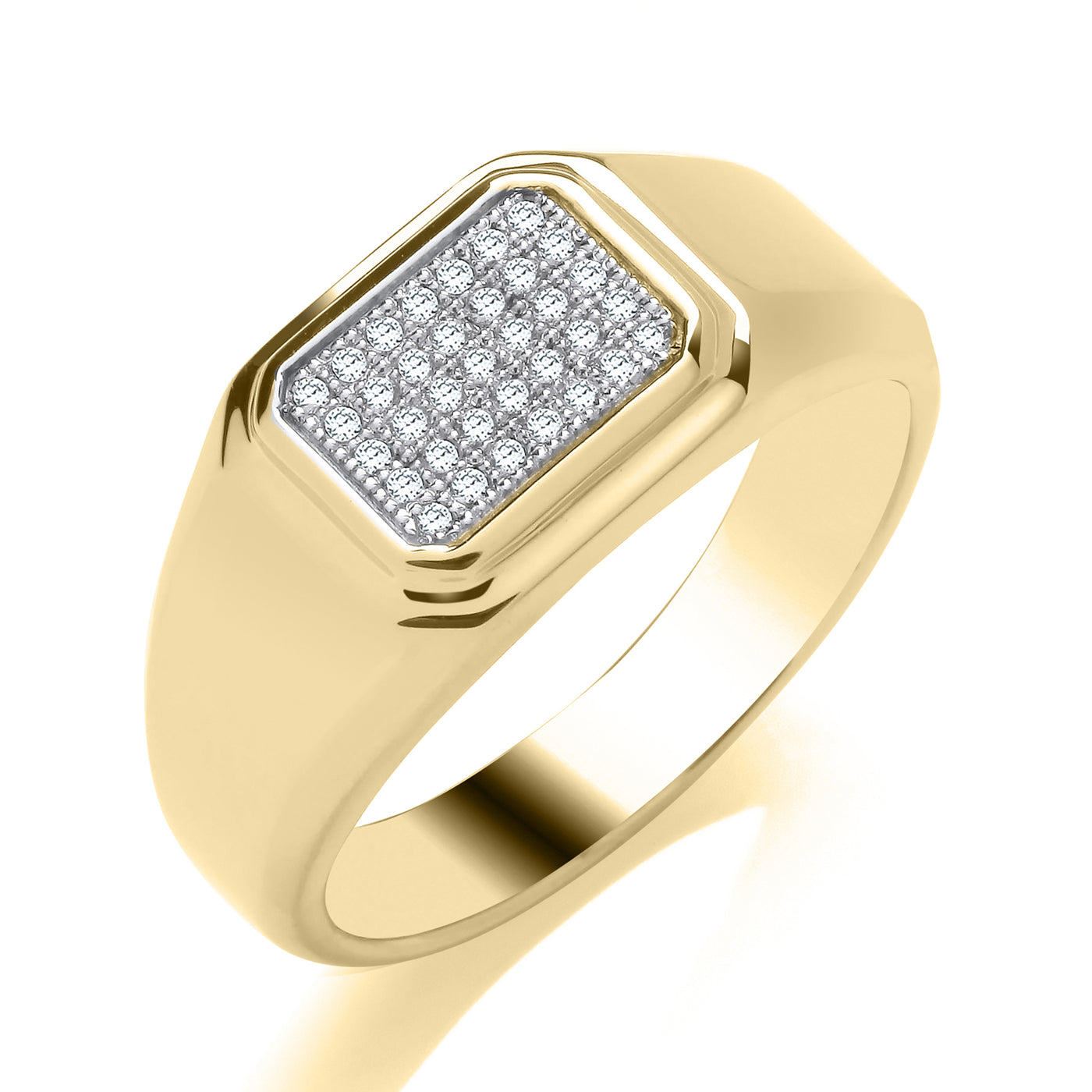 18ct Yellow Gold Pave Diamond Signet Ring