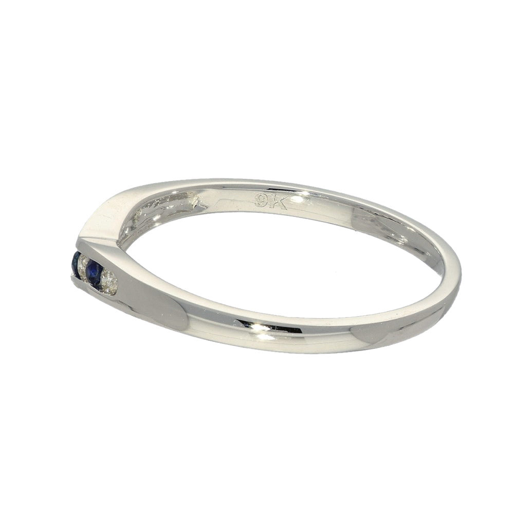 9ct White Gold Sapphire and Diamond Wishbone Ring