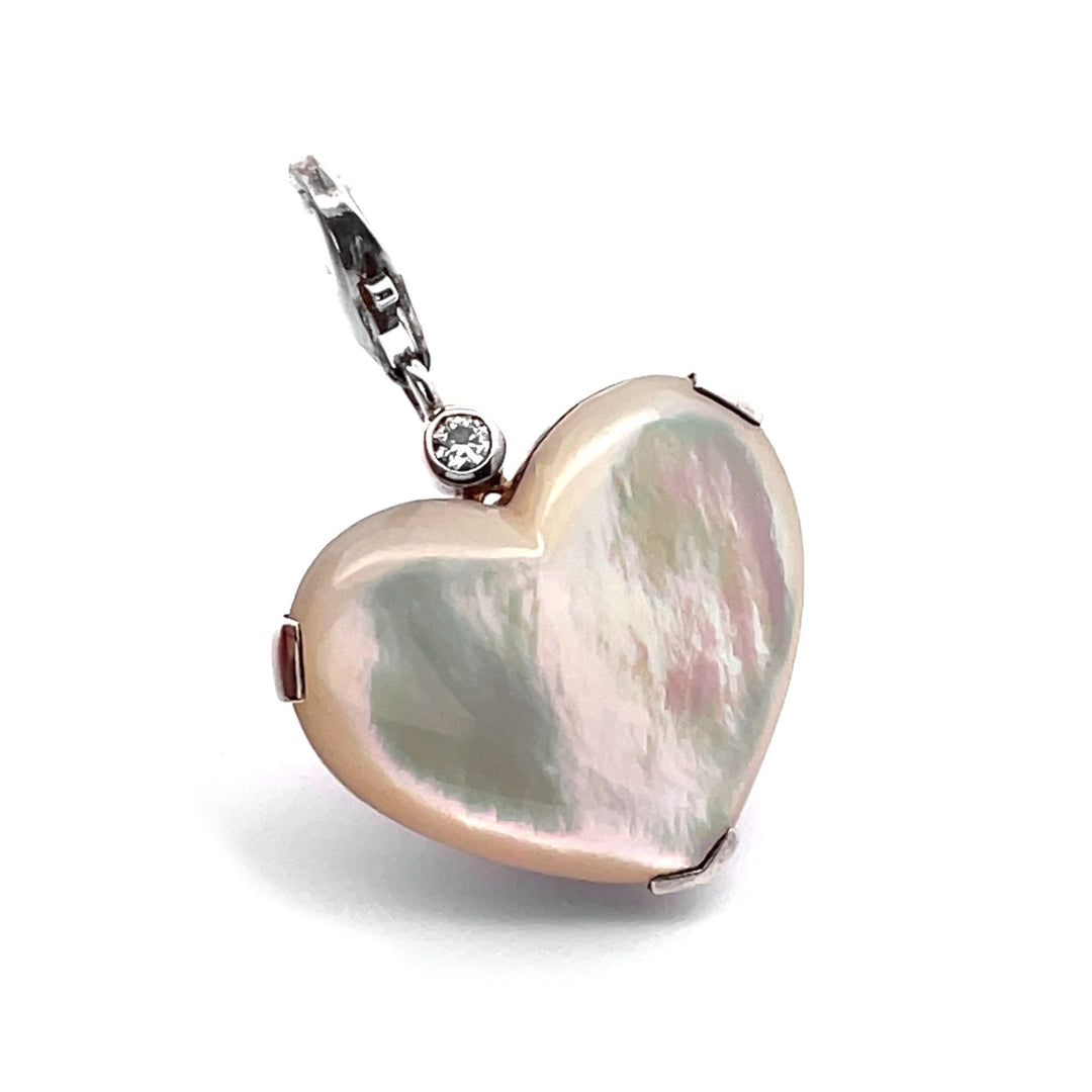 Mother Of Pearl Heart Locket Charm Mother Of Pearl Heart Locket