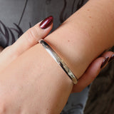 Silver Hollow Hinged Open Cuff Bangle