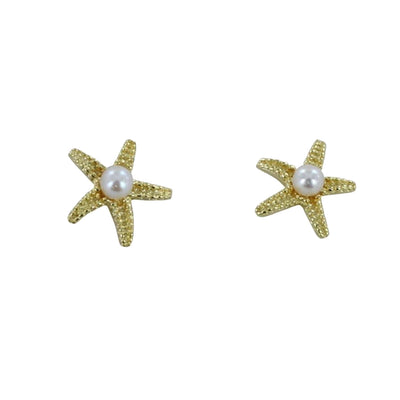 Reeves & Reeves Silver Starfish Pearl & Gold Vermeil Stud Earrings JC54G