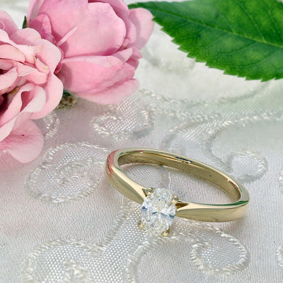 18ct Yellow Gold Certificated 0.50ct Oval Diamond Solitaire Ring