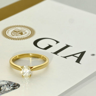 18ct Yellow Gold Certificated 0.50ct Oval Diamond Solitaire Ring