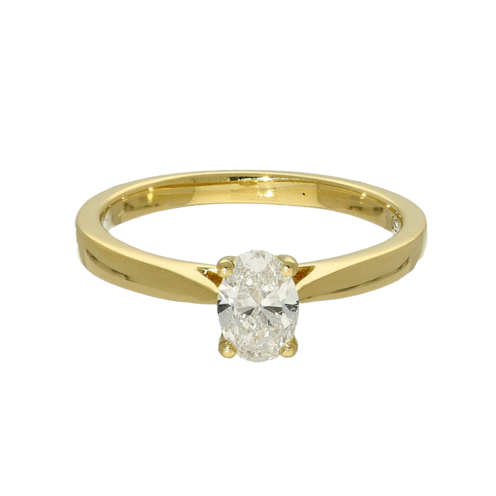 18ct Yellow Gold Certificated 0.50ct Oval Diamond Solitaire Ring