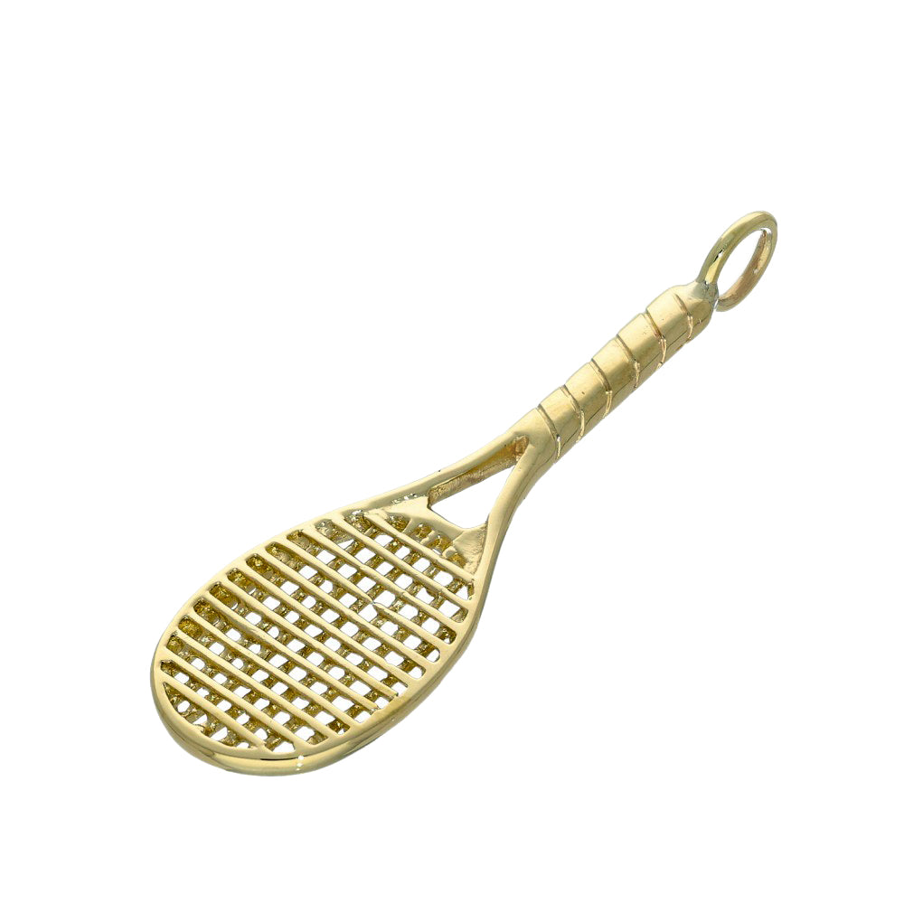 9ct Yellow Gold Tennis Racket Pendant