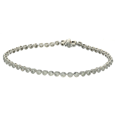 Platinum Bezel Set Diamond Tennis Line Bracelet 2.14ct