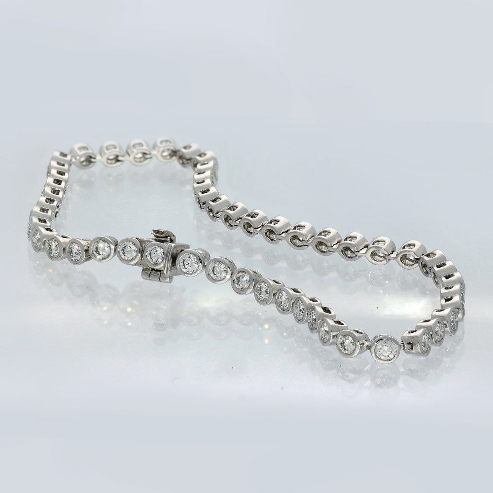 Platinum Bezel Set Diamond Tennis Line Bracelet 2.14ct