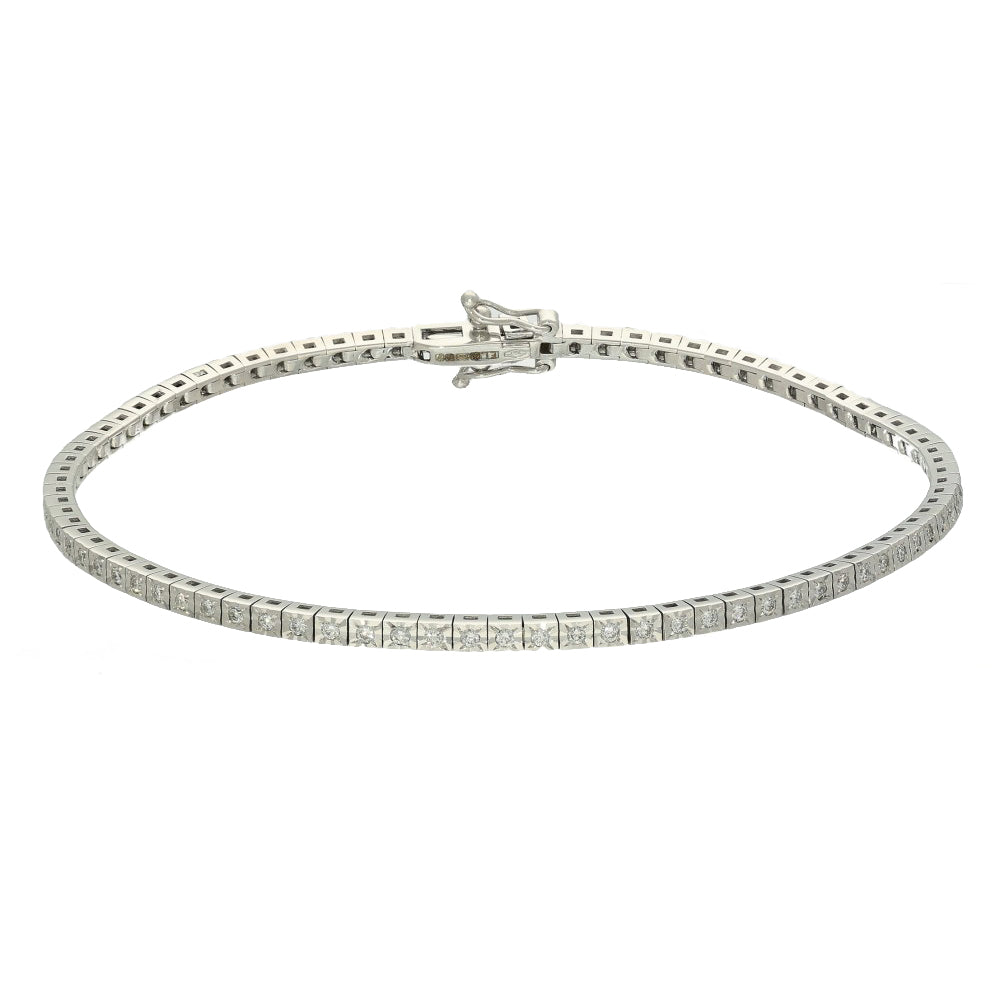 18ct White Gold Diamond Tennis Bracelet - 0.60ct