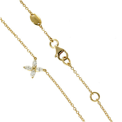 18ct Yellow Gold Diamond Marquise Flower Butterfly Necklace