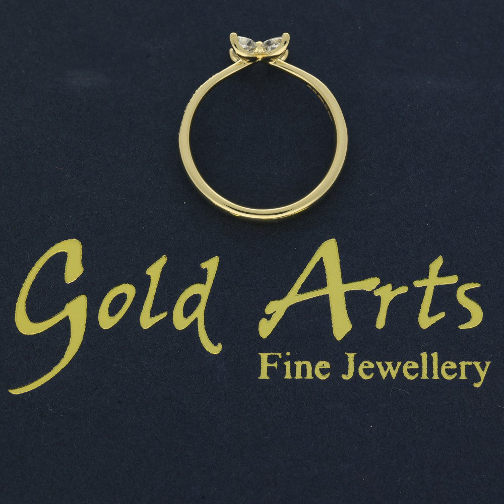 18ct Yellow Gold Diamond Marquise Flower Butterfly Ring