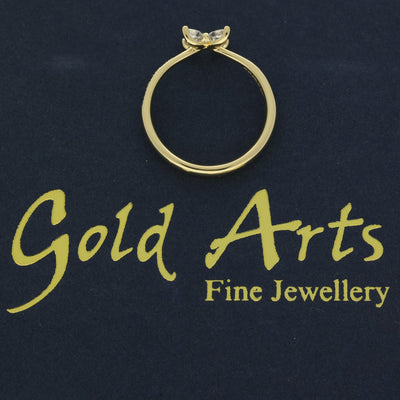 18ct Yellow Gold Diamond Marquise Flower Butterfly Ring
