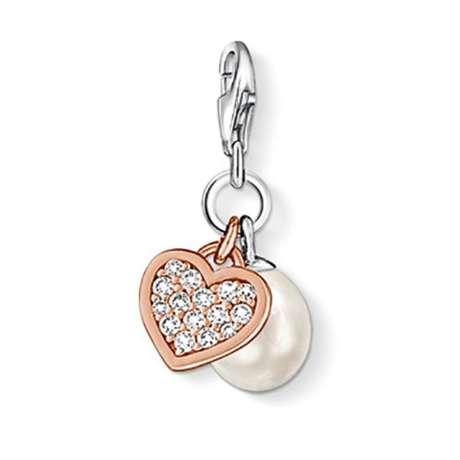 Thomas Sabo Rose Gold Heart & Pearl Silver Charm 0902-426-14