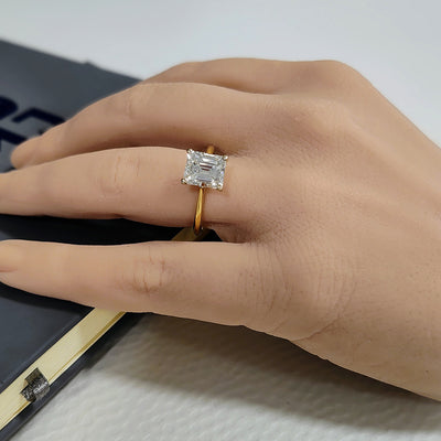 18ct Yellow Gold GIA Certificated 2.16ct Emerald Cut Diamond Solitaire Ring